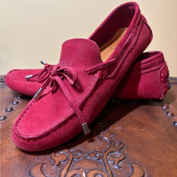 Mercanti Fiorentini Shoes - Mercanti Fiorentini Women’s Red Suede Driving Loafers (size 8.5)